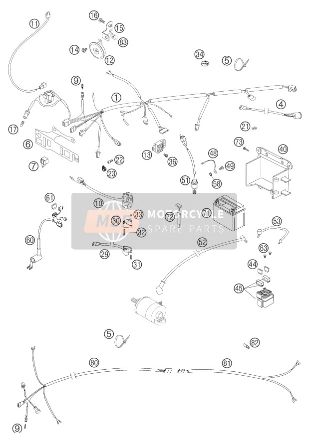 KTM 525 EXC RACING Australia 2004 Wiring Harness for a 2004 KTM 525 EXC RACING Australia