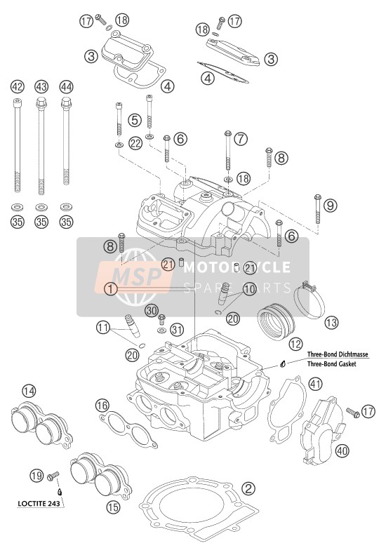 KTM 525 MXC DESERT RACING Europe 2004 Cylinder, Cylinder Head for a 2004 KTM 525 MXC DESERT RACING Europe