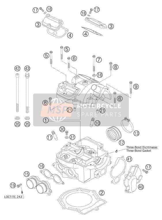 KTM 525 MXC DESERT RACING Europe 2005 Cylinder Head for a 2005 KTM 525 MXC DESERT RACING Europe