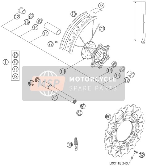 KTM 525 SMR Europe 2005 Front Wheel for a 2005 KTM 525 SMR Europe