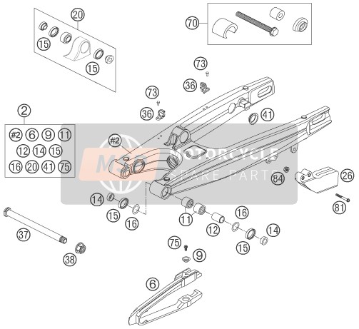 KTM 525 SMR Europe 2005 Brazo oscilante para un 2005 KTM 525 SMR Europe