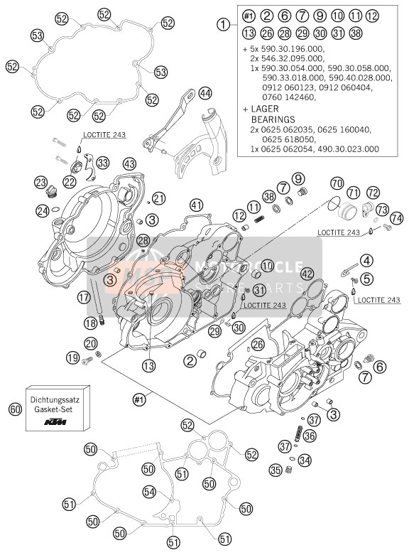 KTM 525 SX Europe 2006 Boîtier moteur pour un 2006 KTM 525 SX Europe