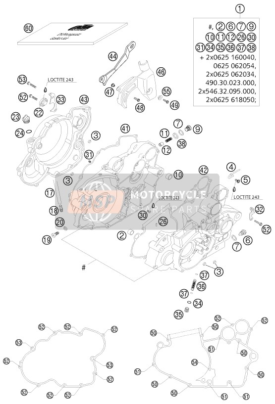 KTM 525 SX RACING Europe 2003 Caja del motor para un 2003 KTM 525 SX RACING Europe