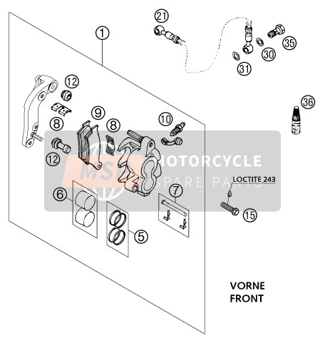 KTM 525 SX RACING Europe 2003 Bremssattel vorne für ein 2003 KTM 525 SX RACING Europe