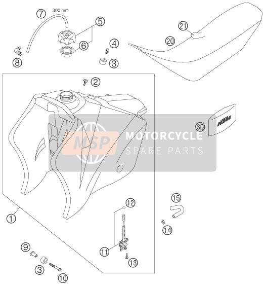 KTM 525 XC USA 2007 Réservoir, Siège pour un 2007 KTM 525 XC USA