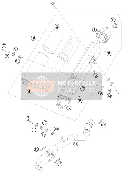 KTM 525 XC ATV Europe 2008 Uitlaatsysteem voor een 2008 KTM 525 XC ATV Europe