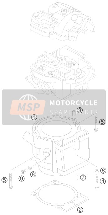 KTM 525 XC ATV Europe 2009 ZYLINDER für ein 2009 KTM 525 XC ATV Europe