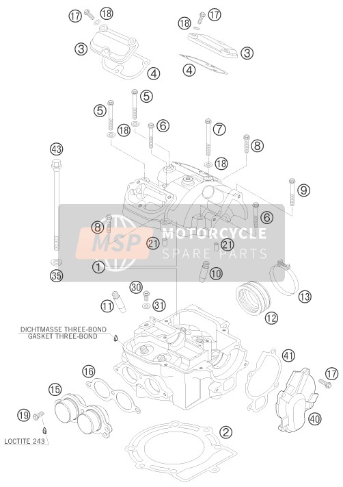 KTM 525 XC ATV Europe 2009 Culasse pour un 2009 KTM 525 XC ATV Europe