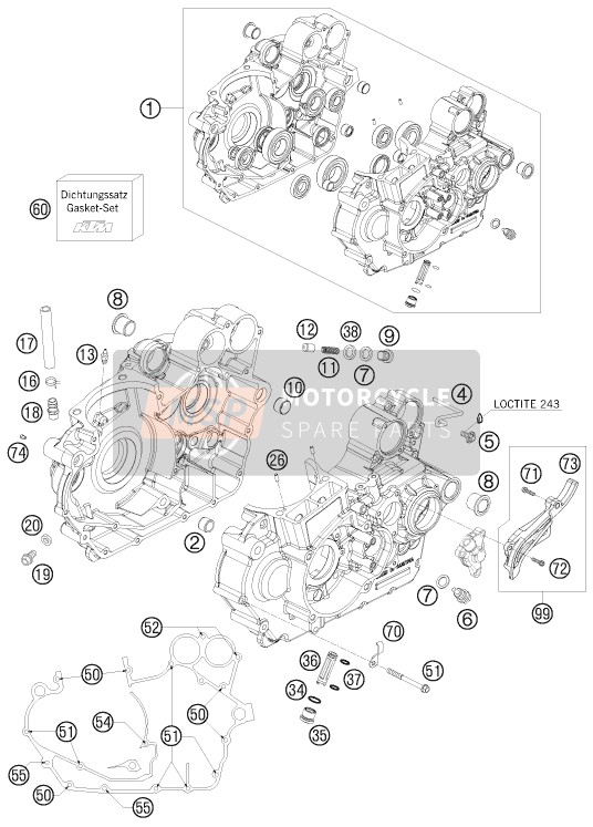 KTM 525 XC ATV Europe 2010 Caja del motor para un 2010 KTM 525 XC ATV Europe