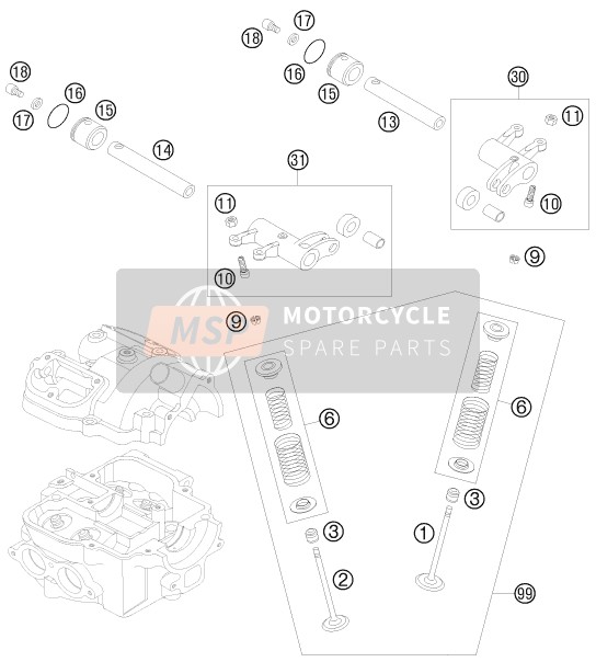 KTM 525 XC ATV Europe 2010 VENTILTRIEB für ein 2010 KTM 525 XC ATV Europe