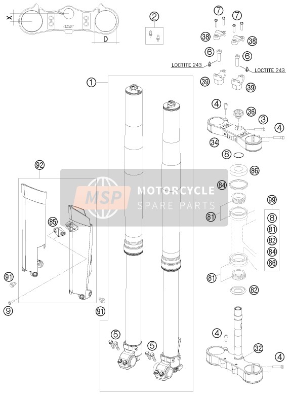 Tenedor frontal, Abrazadera triple