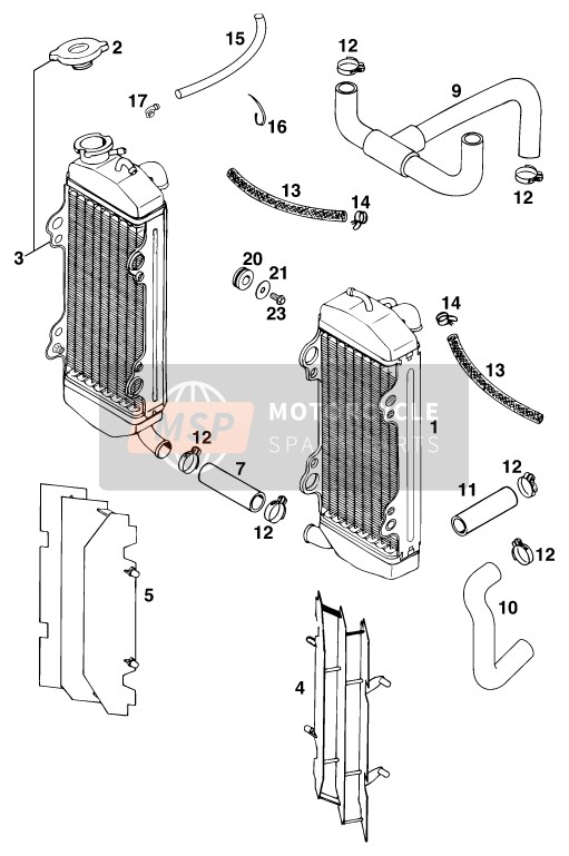 KTM 540 SXC Europe 1998 Cooling System for a 1998 KTM 540 SXC Europe