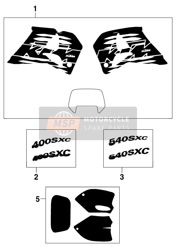 KTM 540 SXC Europe 1998 Decalcomania per un 1998 KTM 540 SXC Europe