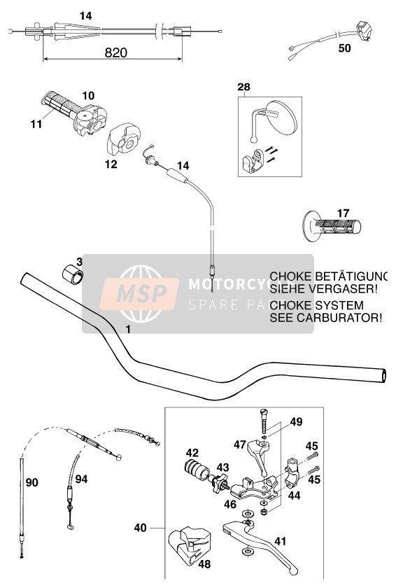 KTM 540 SXC 20kW Europe 1999 Handlebar, Controls for a 1999 KTM 540 SXC 20kW Europe