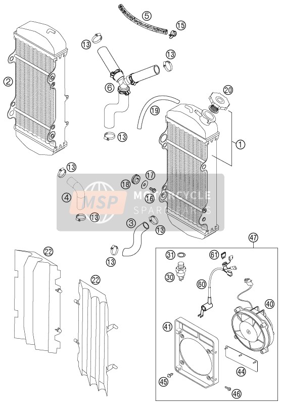 KTM 540 SXS RACING Europe 2003 Cooling System for a 2003 KTM 540 SXS RACING Europe