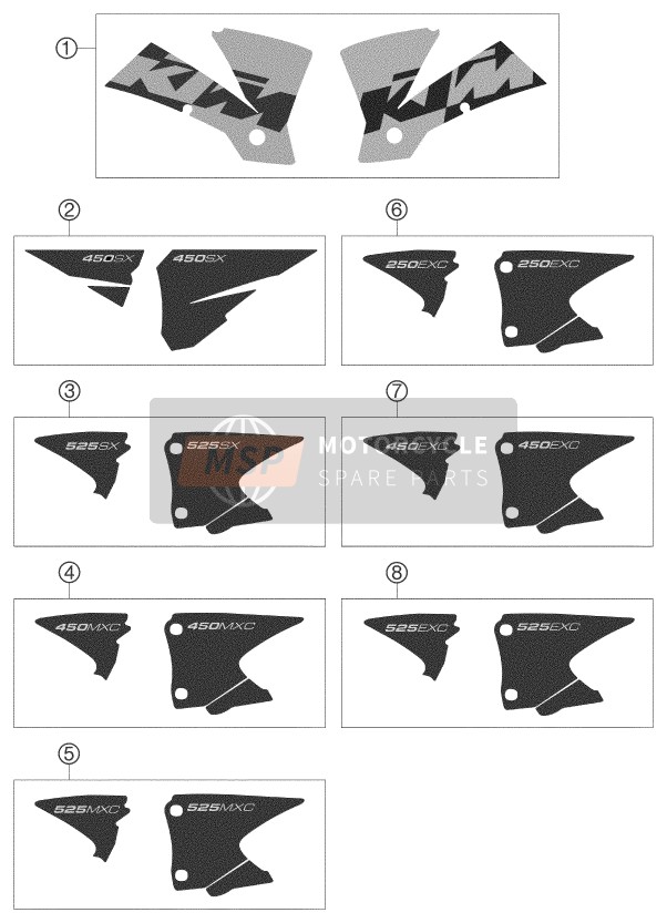 KTM 540 SXS RACING Europe 2003 Autocollant pour un 2003 KTM 540 SXS RACING Europe