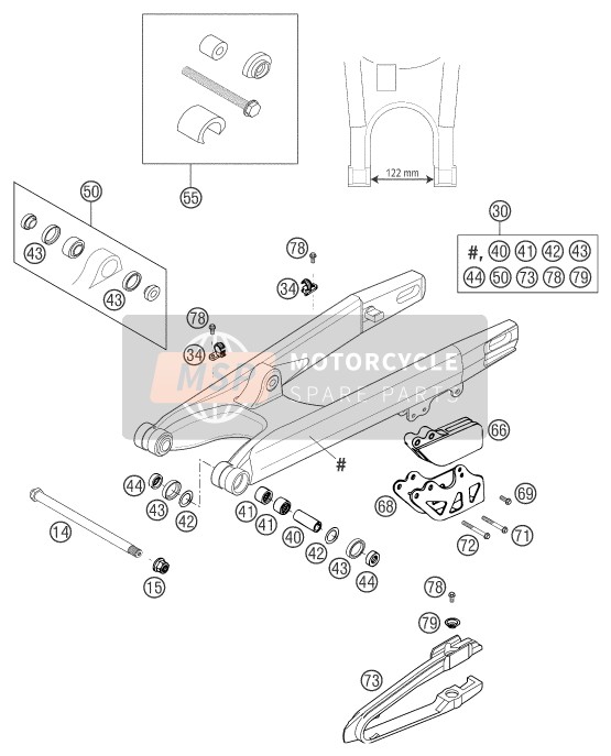 KTM 540 SXS RACING Europe 2003 Swing Arm for a 2003 KTM 540 SXS RACING Europe