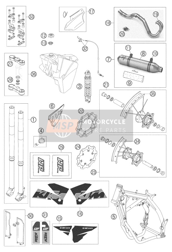 KTM 540 SXS RACING Europe 2005 New Parts for a 2005 KTM 540 SXS RACING Europe