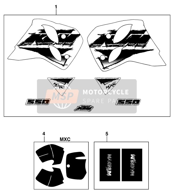 KTM 550 MXC M/O USA 1996 Sticker voor een 1996 KTM 550 MXC M/O USA