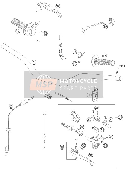 KTM 560 SMR Europe 2006 Handlebar, Controls for a 2006 KTM 560 SMR Europe