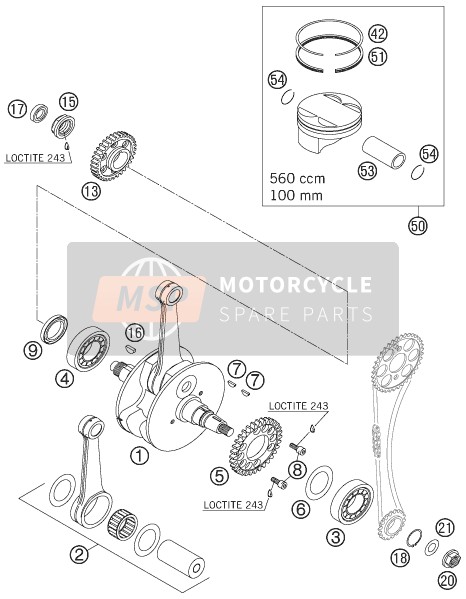 KTM 560 SMR Europe 2007 Crankshaft, Piston for a 2007 KTM 560 SMR Europe