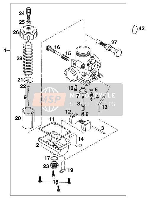 KTM 60 SX Europe 1999 Carburettor for a 1999 KTM 60 SX Europe