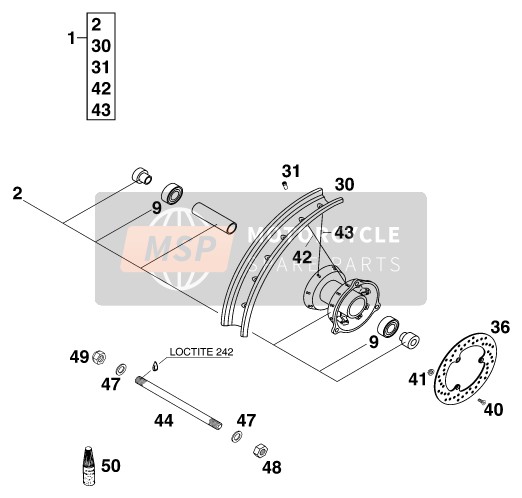 0917120103, Ecrou Roue Arr/avt 60 Sx, KTM, 3