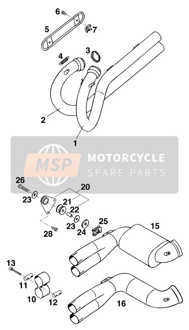 KTM 620 RXC-E USA 1995 Système d'échappement pour un 1995 KTM 620 RXC-E USA