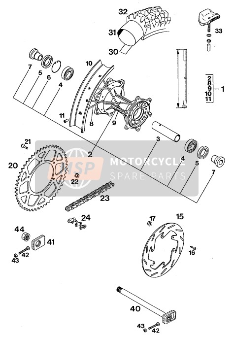 KTM 620 RXC-E USA 1995 Rear Wheel for a 1995 KTM 620 RXC-E USA