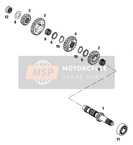 KTM 620 RXC-E USA 1995 Transmission I - L'arbre principal pour un 1995 KTM 620 RXC-E USA