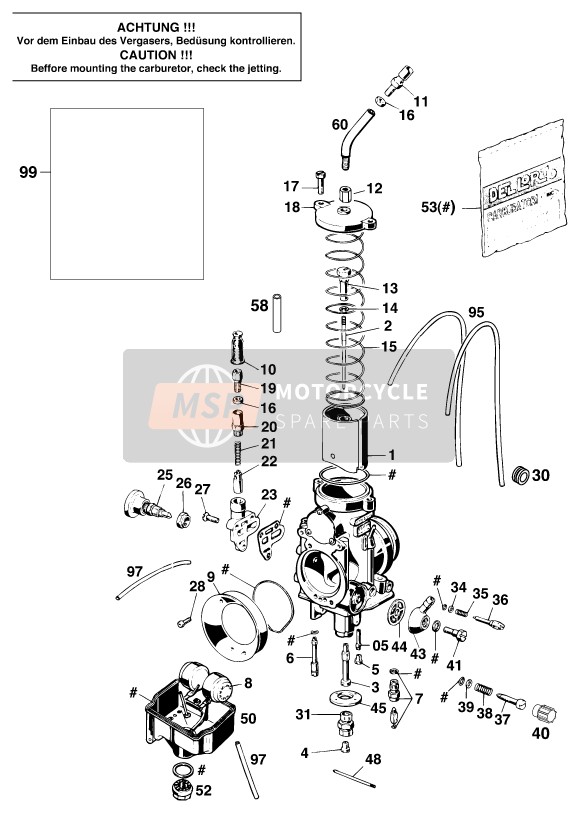 KTM 620 RXC-E USA 1997 Carburador para un 1997 KTM 620 RXC-E USA