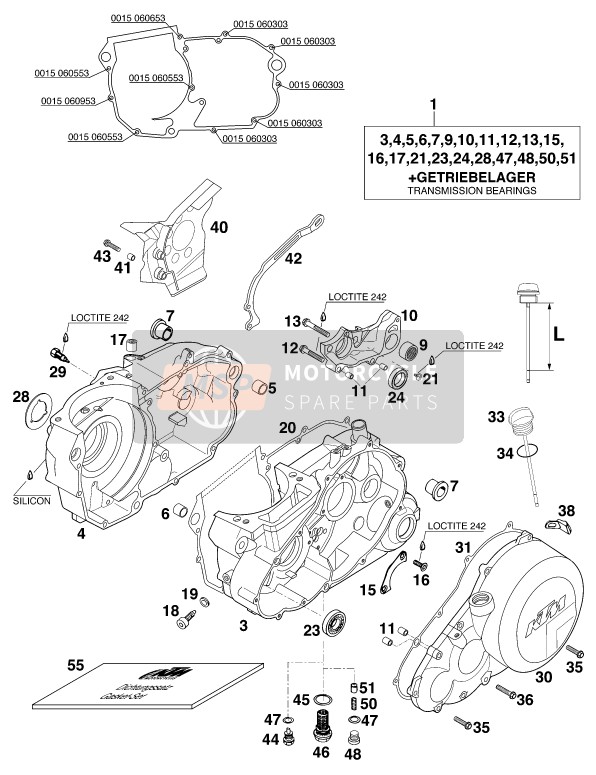 KTM 620 DUKE-E USA 1997 Cassa del motore per un 1997 KTM 620 DUKE-E USA