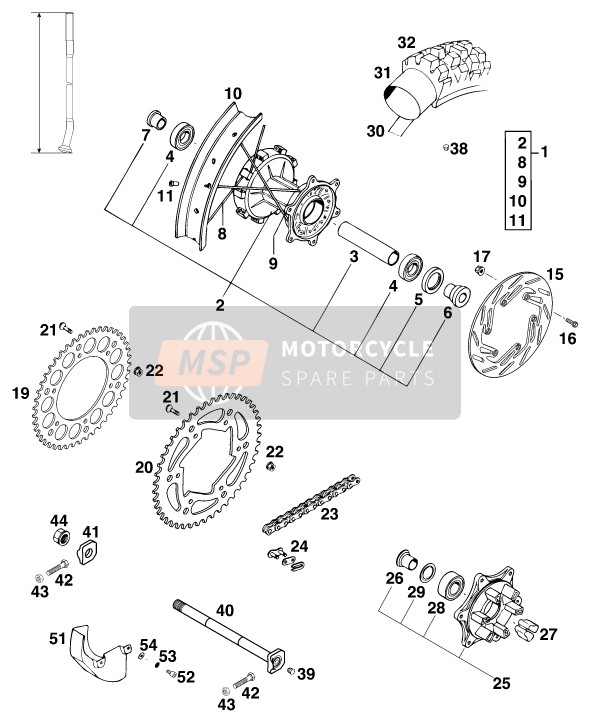 KTM 620 RXC-E USA 1997 Roue arrière pour un 1997 KTM 620 RXC-E USA