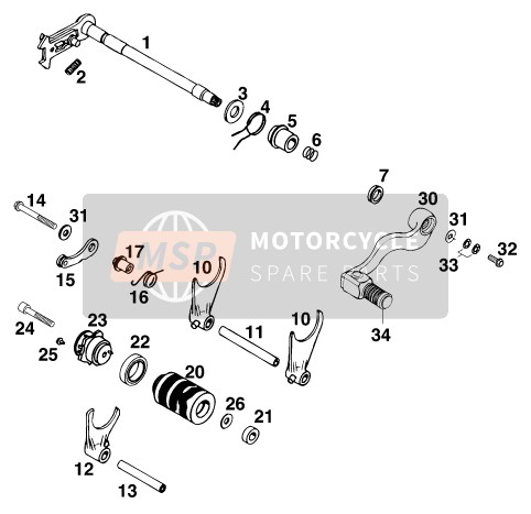 KTM 620 DUKE-E USA 1997 Shifting Mechanism for a 1997 KTM 620 DUKE-E USA