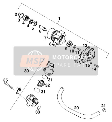 KTM 620 DUKE-E USA 1997 Water Pump for a 1997 KTM 620 DUKE-E USA