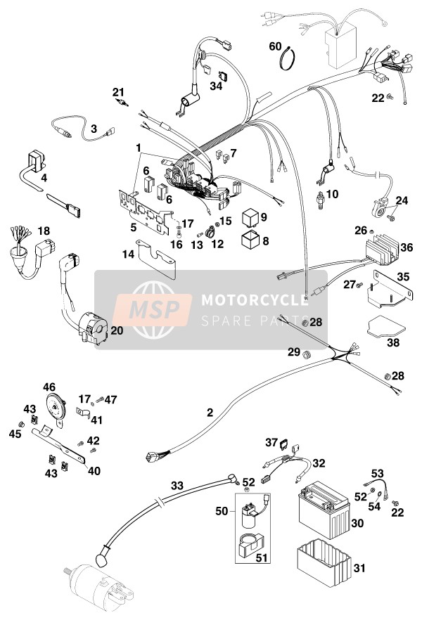 KTM 620 RXC-E USA 1997 Wiring Harness for a 1997 KTM 620 RXC-E USA