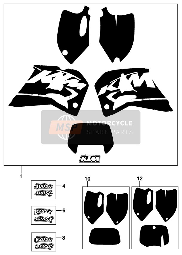 KTM 620 SUP-COMP Europe 1998 Decal for a 1998 KTM 620 SUP-COMP Europe