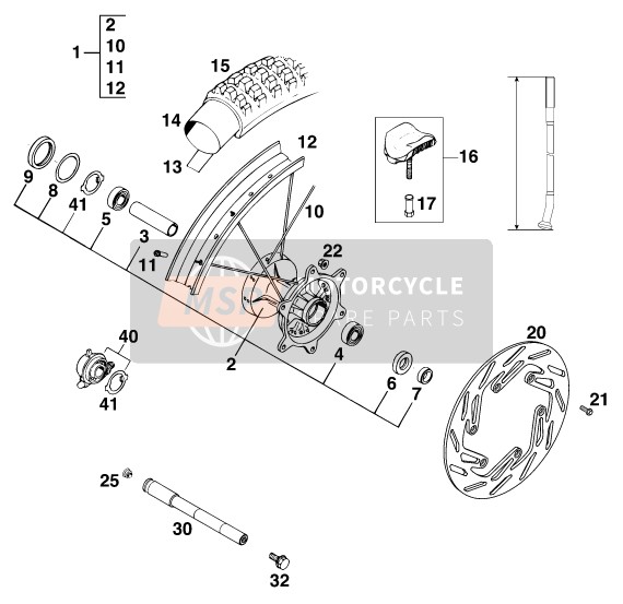 KTM 620 SX Europe 1998 Voorwiel voor een 1998 KTM 620 SX Europe