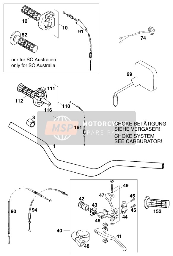 KTM 620 TXC USA 1998 Handlebar, Controls for a 1998 KTM 620 TXC USA