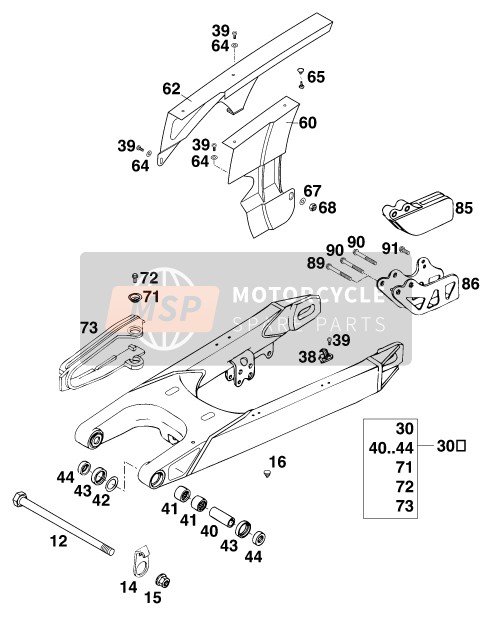 KTM 620 SUP-COMP Europe 1998 Bras oscillant pour un 1998 KTM 620 SUP-COMP Europe