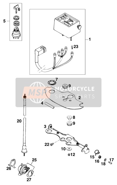 KTM 620 RXC-E USA 1996 INSTRUMENTE/SPERRSYSTEM für ein 1996 KTM 620 RXC-E USA