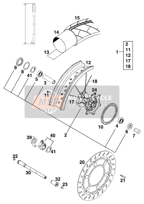 KTM 620 DUKE 37KW Europe (2) 1996 Front Wheel for a 1996 KTM 620 DUKE 37KW Europe (2)