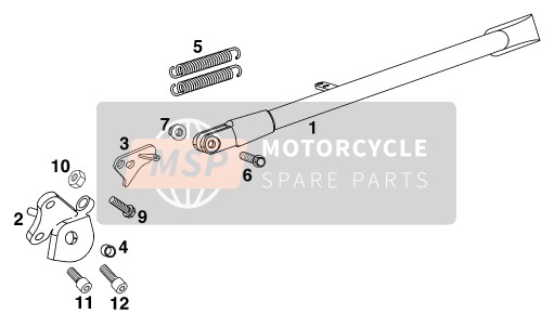 KTM 620 DUKE 37KW Europe (2) 1996 SEITENSTÄNDER/STÄNDER MITTE für ein 1996 KTM 620 DUKE 37KW Europe (2)