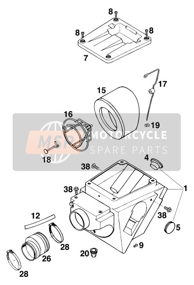 KTM 620 DUKE 37KW Europe 1994 Filtre à air pour un 1994 KTM 620 DUKE 37KW Europe