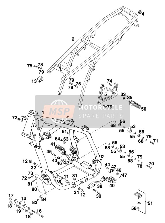 KTM 620 DUKE 37KW Europe 1994 Frame voor een 1994 KTM 620 DUKE 37KW Europe