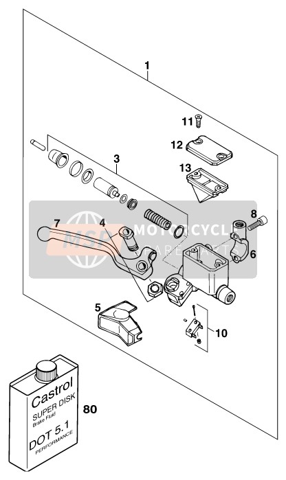 KTM 620 DUKE 37KW Europe 1994 Front Brake Control for a 1994 KTM 620 DUKE 37KW Europe