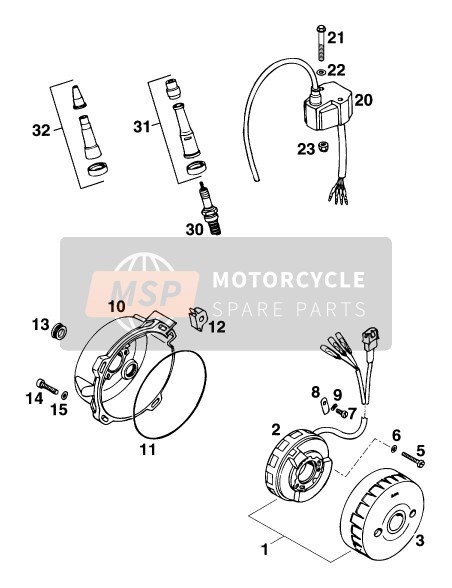 KTM 620 DUKE 37KW Europe 1994 Ontbrandingssysteem voor een 1994 KTM 620 DUKE 37KW Europe