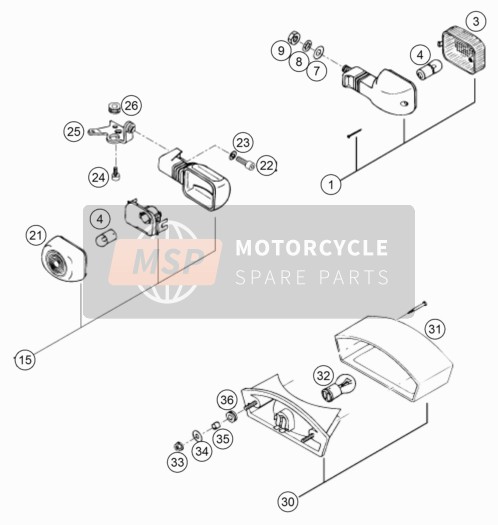 KTM 620 DUKE 37KW Europe 1994 Verlichtingssysteem voor een 1994 KTM 620 DUKE 37KW Europe