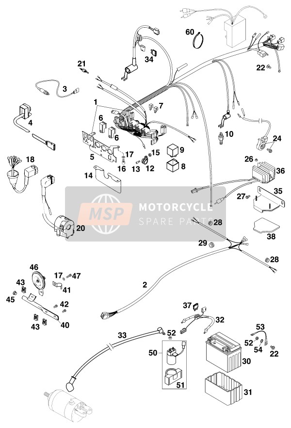 KTM 620 EGS-E 37KW 20LT ROT Europe 1997 Wiring Harness for a 1997 KTM 620 EGS-E 37KW 20LT ROT Europe