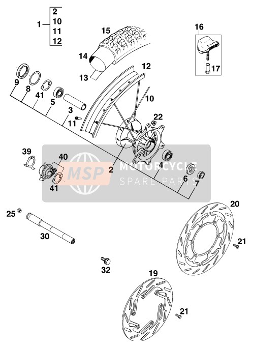 KTM 620 EGS WP Europe 1996 Ruota anteriore per un 1996 KTM 620 EGS WP Europe